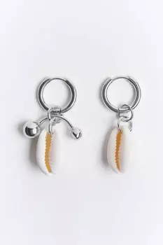 Серьги-конго с ракушками и пирсингом