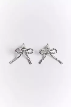 Серьги-гвоздики с бантиками из страз