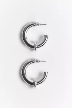 Серьги-полукольца серебристые
