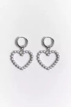 Серьги-конго с жемчужными сердечками