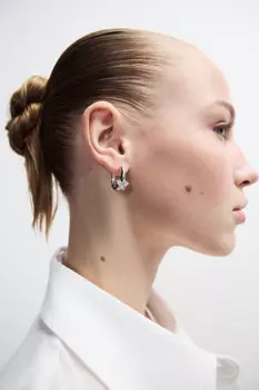 Серьги-кольца со звездой из страз