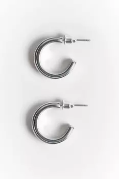 Серьги-полукольца серебристые