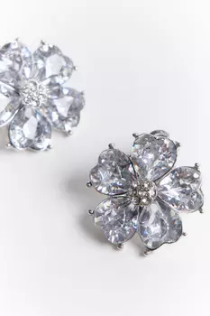 Серьги-цветы с кристаллами