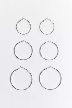 Набор серег-колец гладких (3 пары)