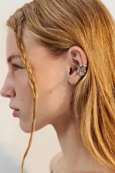 Серьги-каффы серебристые (2 штуки)