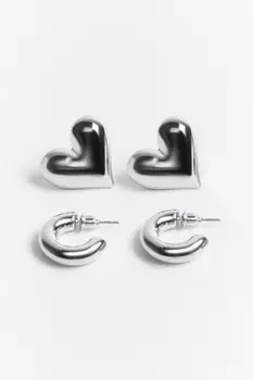 Набор серег серебристых (2 пары)