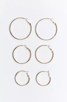 Серьги-кольца в наборе (3 пары)