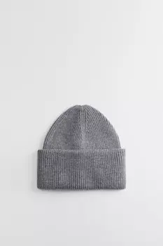 Шапка-бини WinterHat в рубчик с широким отворотом