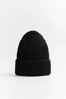 Шапка-бини вязаная с отворотом