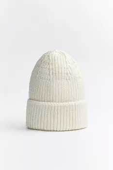 Шапка-бини вязаная с отворотом