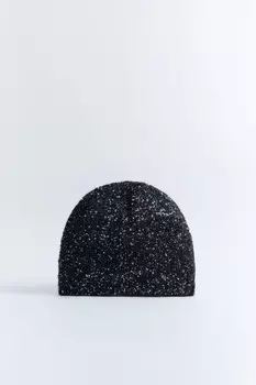Шапка-бини вязаная с пайетками