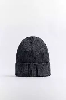 Шапка-бини вязаная с вареным эффектом