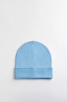 Шапка-бини вязаная тонкая с отворотом