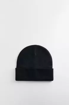 Шапка-бини вязаная тонкая с отворотом