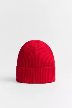 Шапка-бини вязаная в рубчик