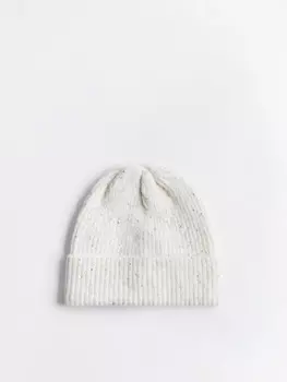 Шапка-бини вязаная в рубчик с отворотом