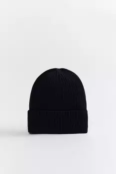 Шапка-бини вязаная вискозная в рубчик