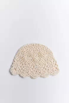 Шапка вязаная ажурная из хлопка
