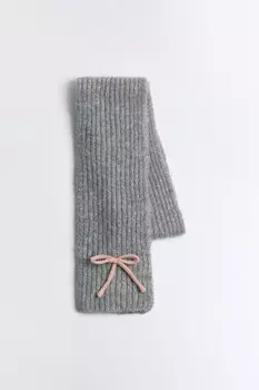 Шарф теплый вязаный с бантиками