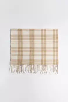 Шарф тонкий клетчатый с бахромой
