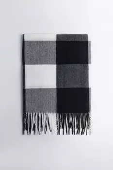 Шарф тонкий клетчатый с бахромой