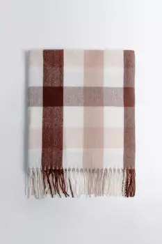 Шарф тонкий клетчатый с бахромой