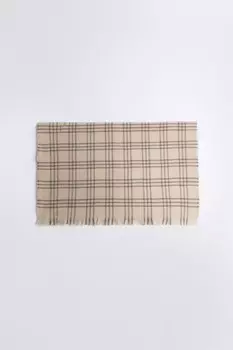 Шарф тонкий вязаный в крупную клетку