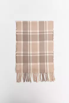 Шарф в клетку с бахромой