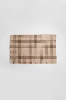 Шарф в клетку с короткой бахромой