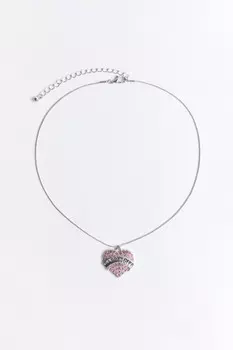 Цепочка с подвеской-сердцем с надписью и стразами