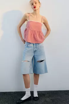 Шорты-бермуды джинсовые рваные