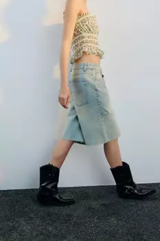 Шорты-бермуды джинсовые рваные