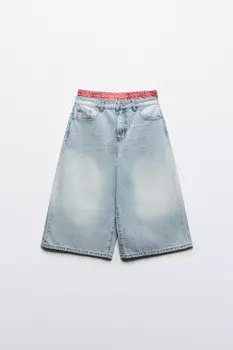 Шорты-бермуды джинсовые с бельевым поясом
