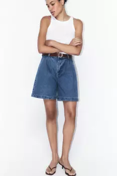 Шорты-бермуды джинсовые с ремнем