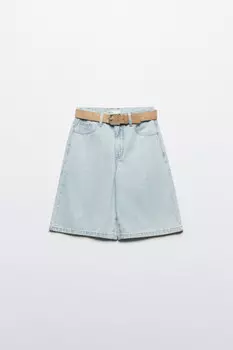 Шорты-бермуды джинсовые с ремнем