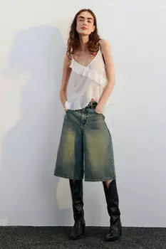 Шорты-бермуды джинсовые с вареным эффектом