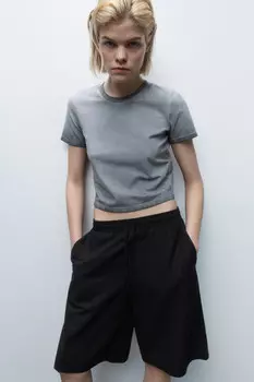 Шорты-бермуды льняные с поясом на завязках