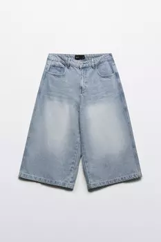 Шорты-бриджи джинсовые с вареным эффектом