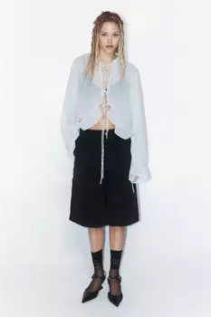 Шорты-бриджи широкие с открытыми срезами