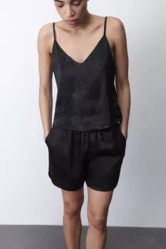 Шорты домашние атласные с поясом на завязках