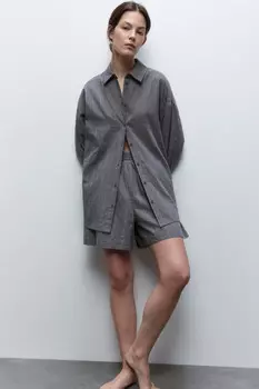 Шорты домашние хлопковые с поясом-резинкой