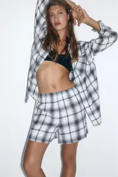 Шорты домашние хлопковые в клетку