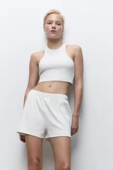 Шорты домашние хлопковые в рубчик