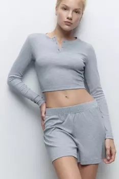 Шорты домашние хлопковые в рубчик