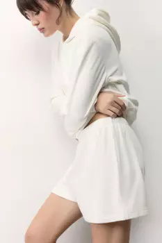 Шорты домашние плюшевые со стразами