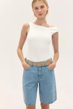 Шорты джинсовые прямые с ремнем