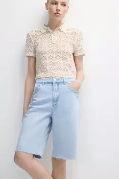 Шорты джинсовые прямые с высокой посадкой