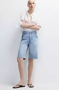 Шорты джинсовые прямые с высокой посадкой