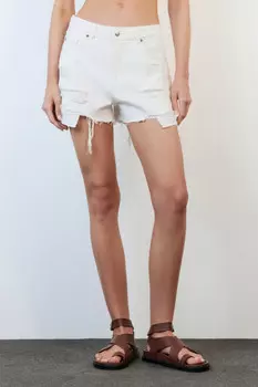 Шорты джинсовые рваные с бахромой