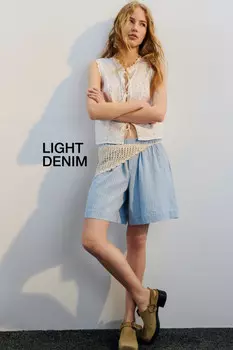 Шорты джинсовые с поясом на завязках